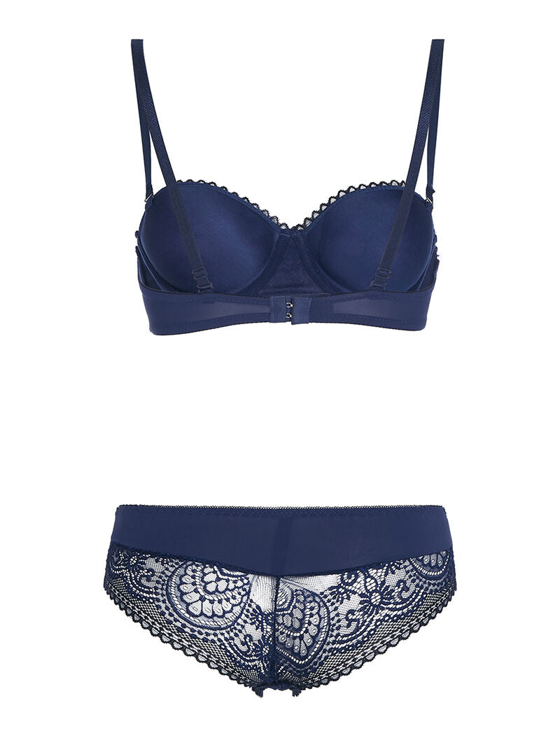 Ensemble SG et culotte dentelle - marine - 2