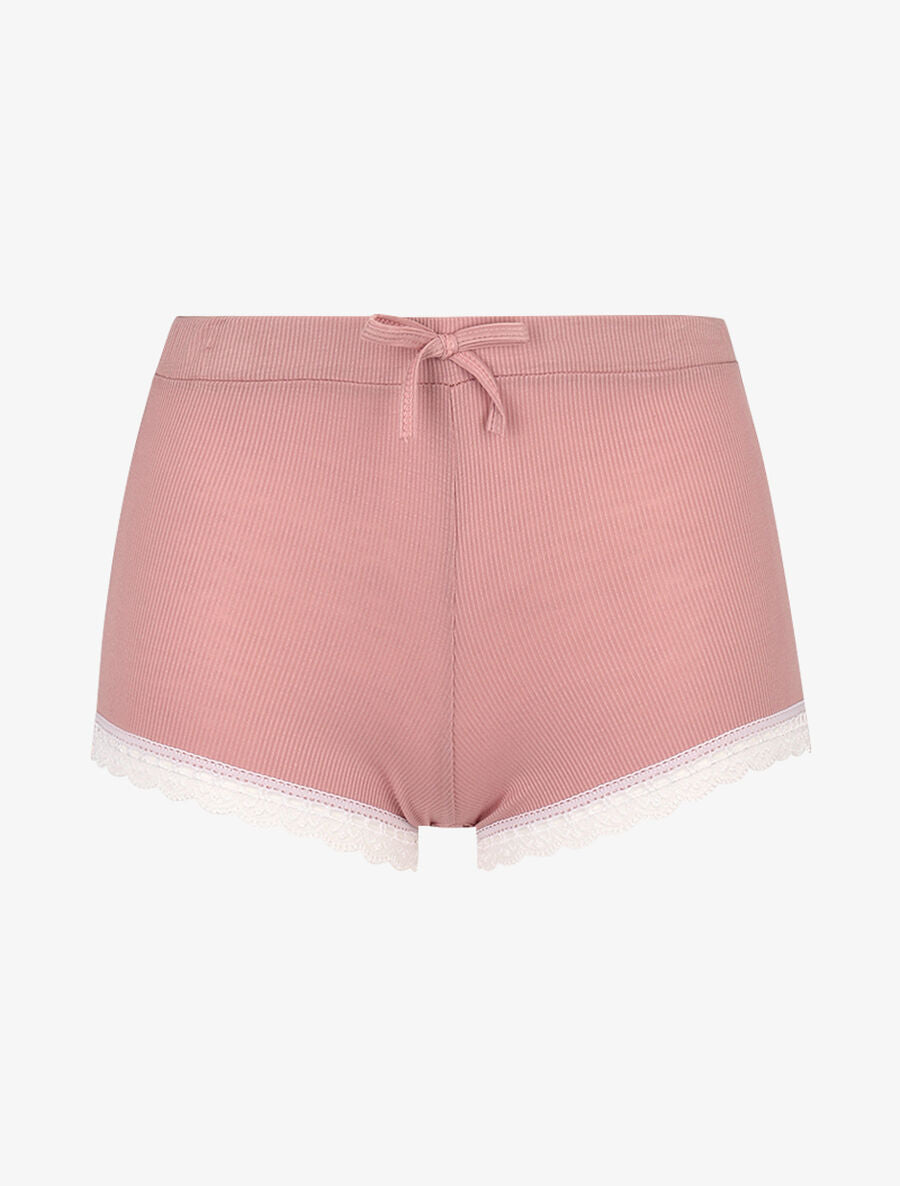 Ensemble caraco et shorty côtelés - Rose - 4