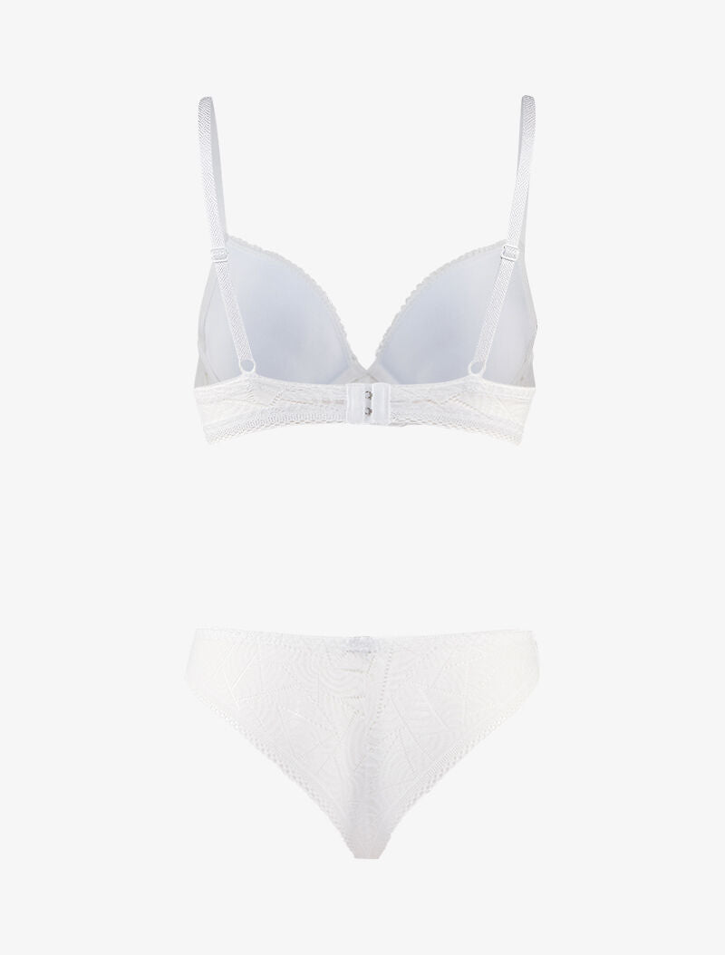 Ensemble en dentelle graphique - Blanc - 2