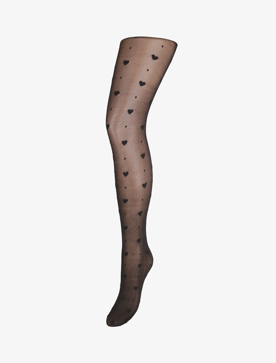 Collant Fantaisie Voile - Motif Pois Grillagés - Noir, Taille S-L - 40 Deniers - Fabriqué En France