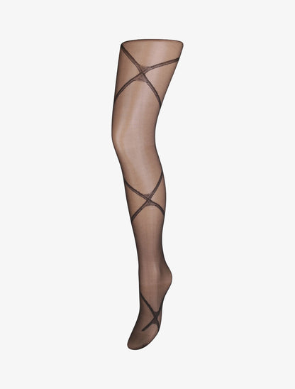 Collants en voile à traits croisés - Noir - 3