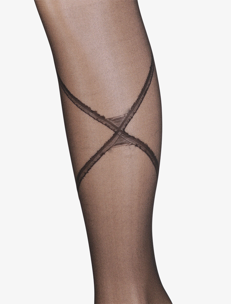 Collants en voile à traits croisés - Noir - 2