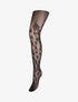 Collants en résille à jacquard fleuri - Noir - 1