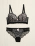 Ensemble en dentelle ajourée - Noir/rose - 1