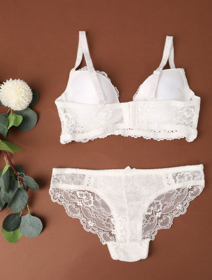 Ensemble en dentelle ajourée - Blanc - 2