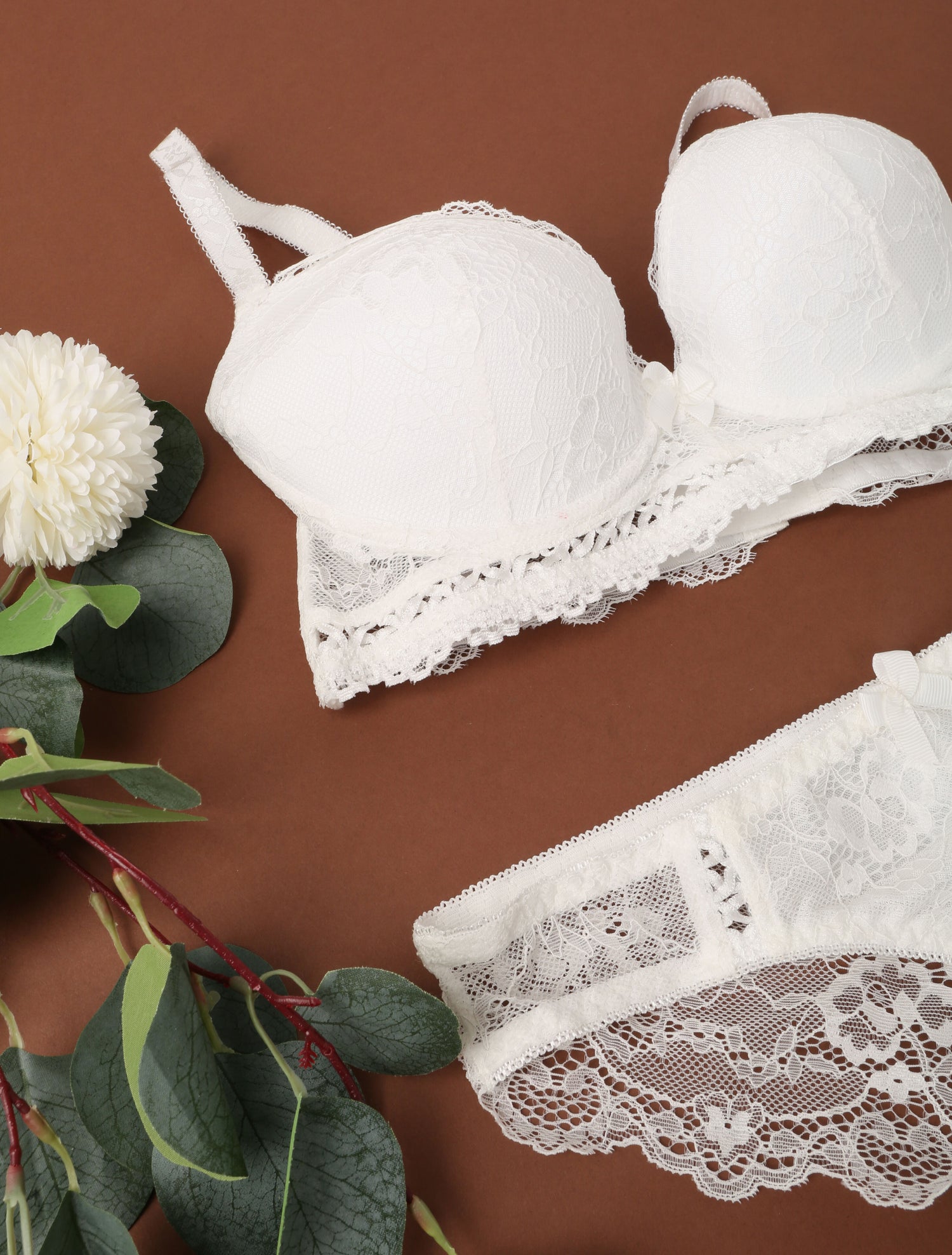 Ensemble en dentelle ajourée - Blanc - 3