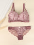Ensemble en dentelle ajourée - Rose parme - 4