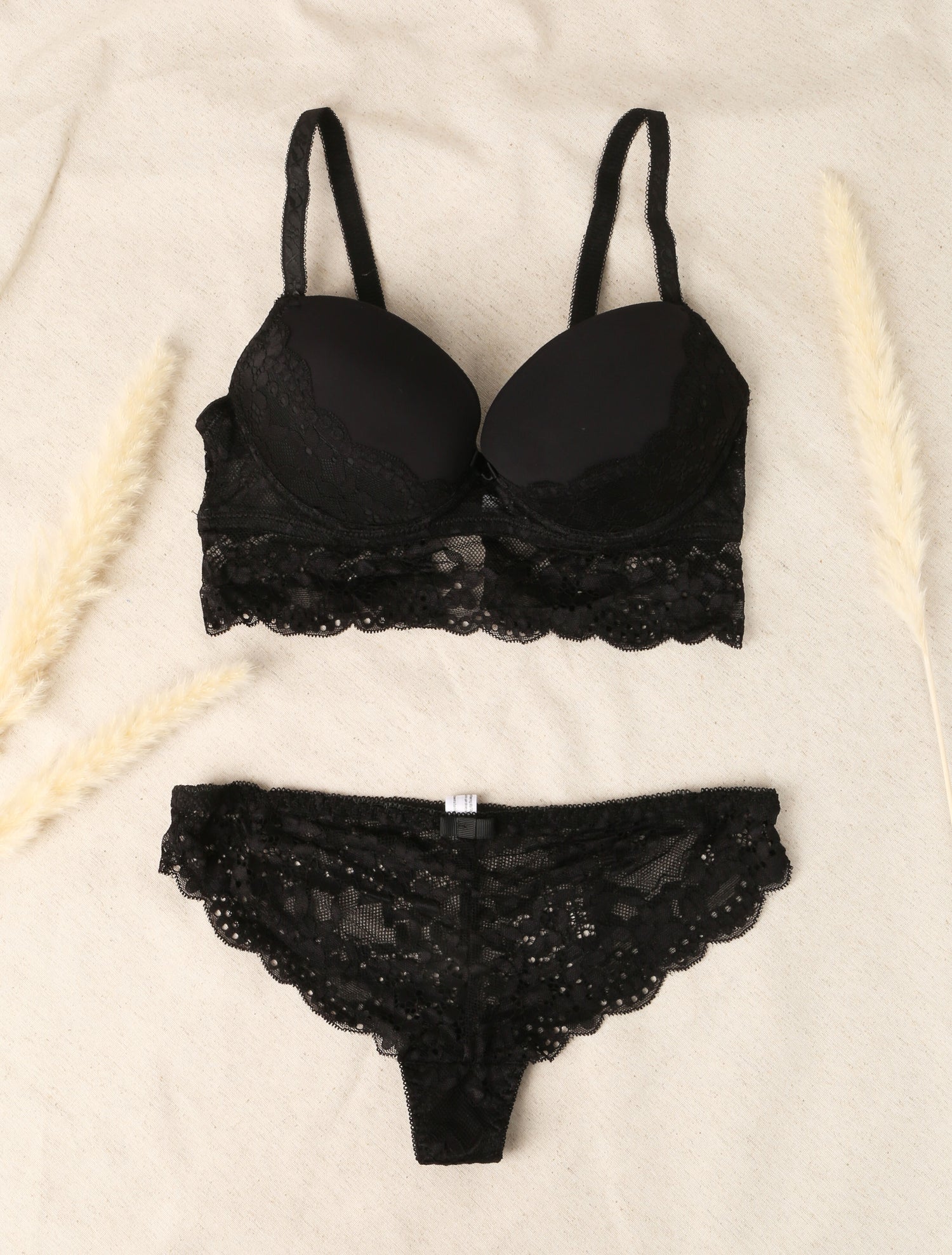 Ensemble emboitant à bord dentelle - Noir - 4