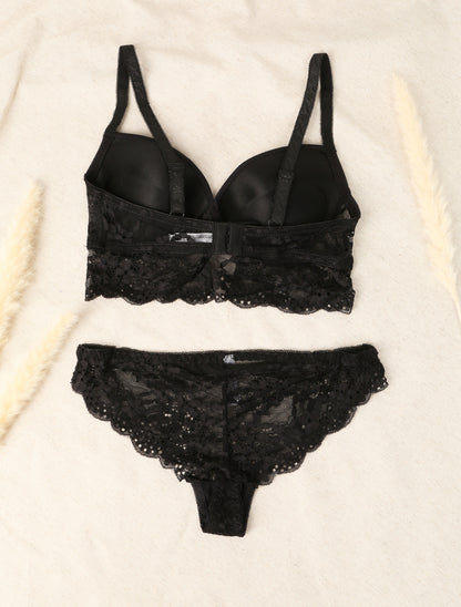 Ensemble emboitant à bord dentelle - Noir - 2