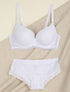 Ensemble grande taille en dentelle fleurie - Blanc - 1