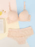 Ensemble en dentelle fleurie - Beige - 1