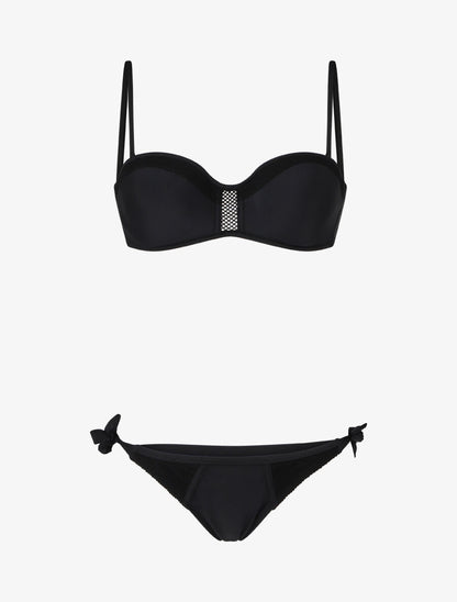 Bikini à détail en dentelle - Noir - 1