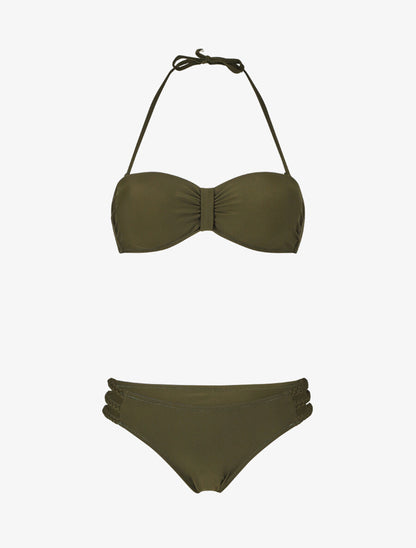 Bikini à bandes tressées - Kaki - 1