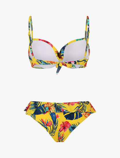 Bikini volanté à imprimé fleuri - Jaune - 3