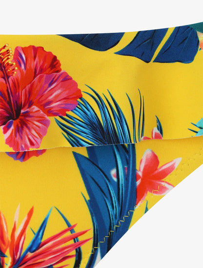 Bikini volanté à imprimé fleuri - Jaune - 4