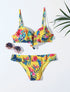Bikini volanté à imprimé fleuri - Jaune - 1