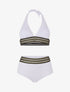 Bikini taille haute à motifs grecque - Blanc - 1