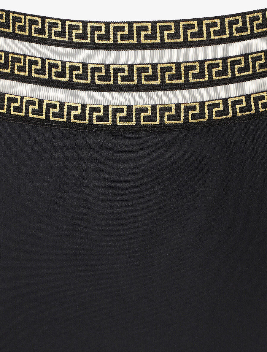 Bikini taille haute à motifs grecque - Noir - 3