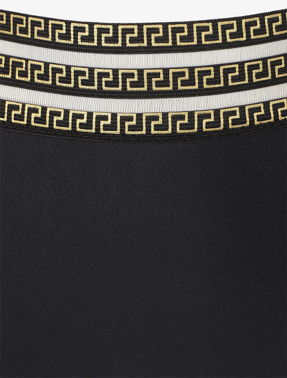 Bikini taille haute à motifs grecque - Noir - 3