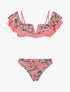 Bikini tropical à volants - Rose fluo - 1