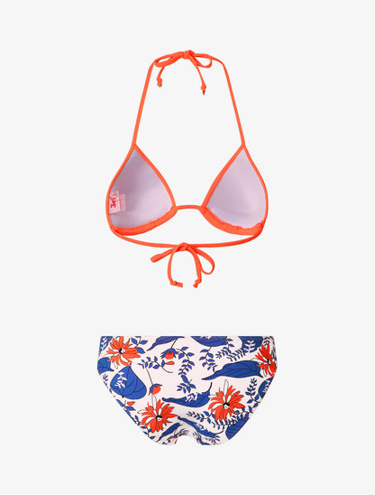 Bikini dépareillé fleuri - Orange fluo - 2