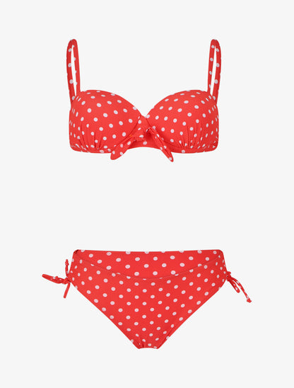 Bikini à pois et noeud - Rouge - 4