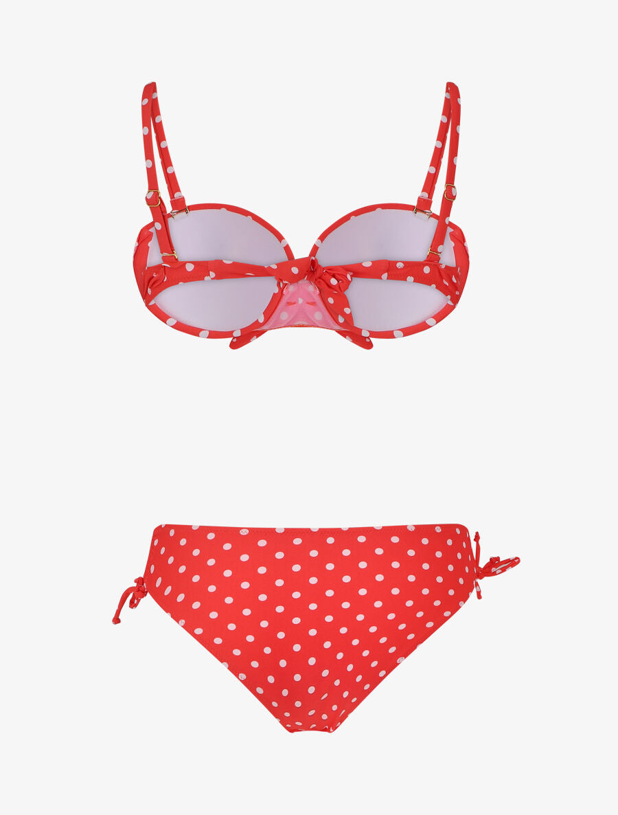 Bikini à pois et noeud - Rouge - 2
