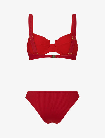 Bikini côtelé échancré - Rouge - 2