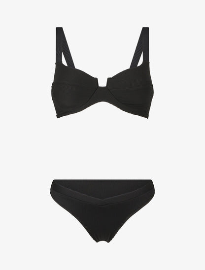 Bikini côtelé échancré - Noir - 4