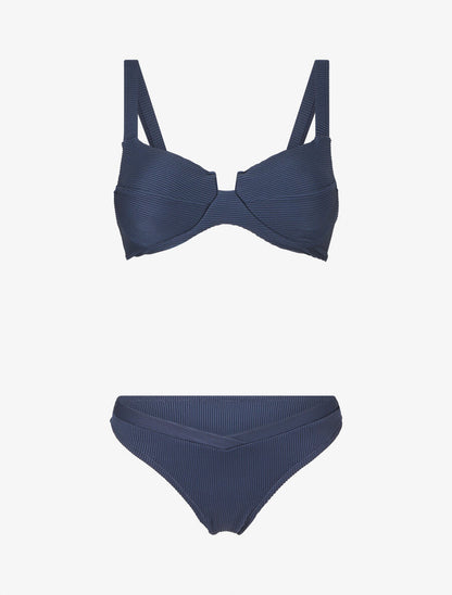 Bikini côtelé échancré - Marine - 5