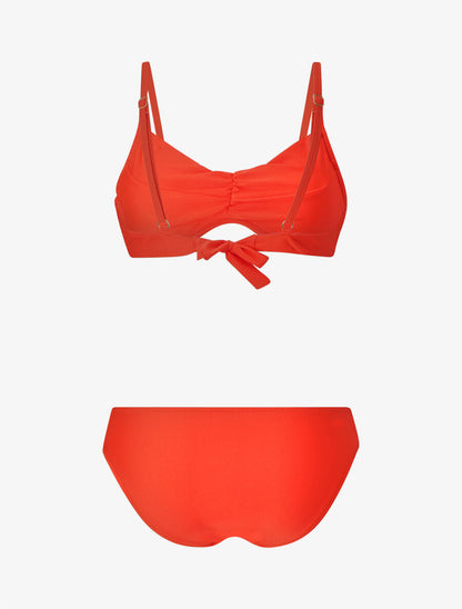 Bikini satiné et plissé - Corail - 2