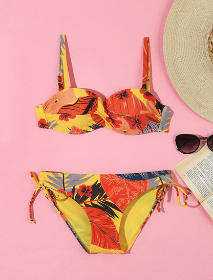 Bikini tropical torsadé - Jaune - 1