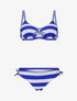 Bikini à lacet imprimé rayures - Bleu électrique - 4