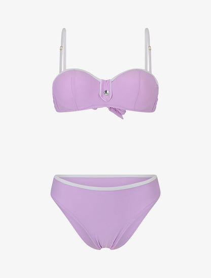 Bikini à détail strass et chouchou - Lilas - 5