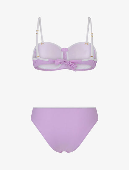 Bikini à détail strass et chouchou - Lilas - 2