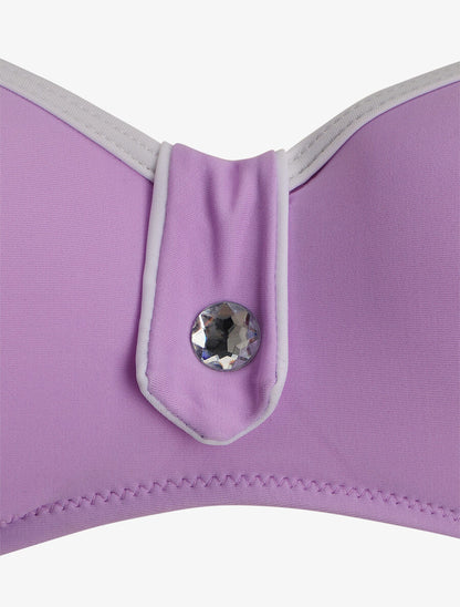 Bikini à détail strass et chouchou - Lilas - 3