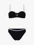 Bikini à détail strass et chouchou - Noir - 1