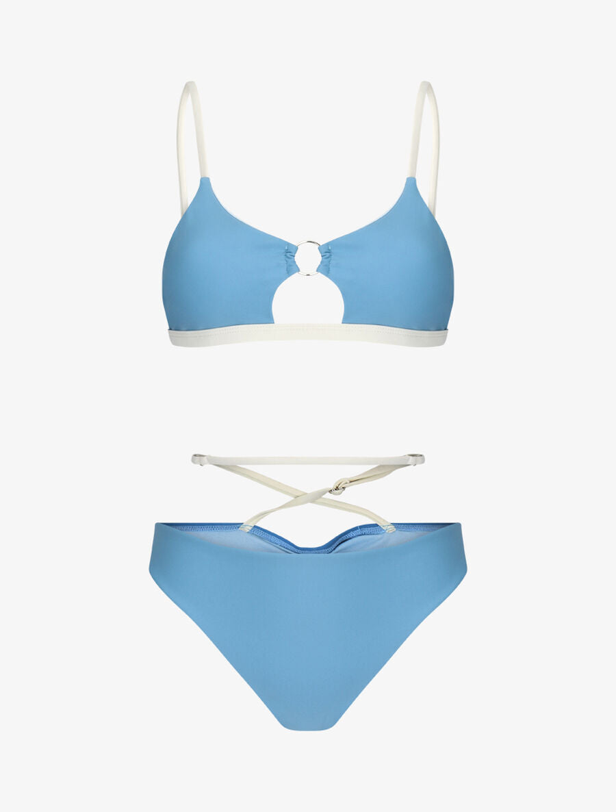 Bikini échancré à anneau - Bleu ciel - 5