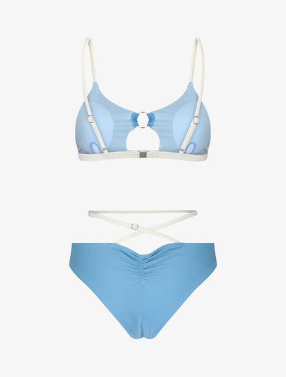 Bikini échancré à anneau - Bleu ciel - 2