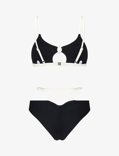 Bikini échancré à anneau - Noir - 2