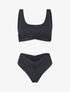 Bikini uni taille haute V shape - Noir - 4