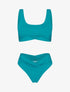 Bikini uni taille haute V shape - Bleu canard - 4