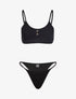 Bikini à brassière texturée et tanga - Noir - 1