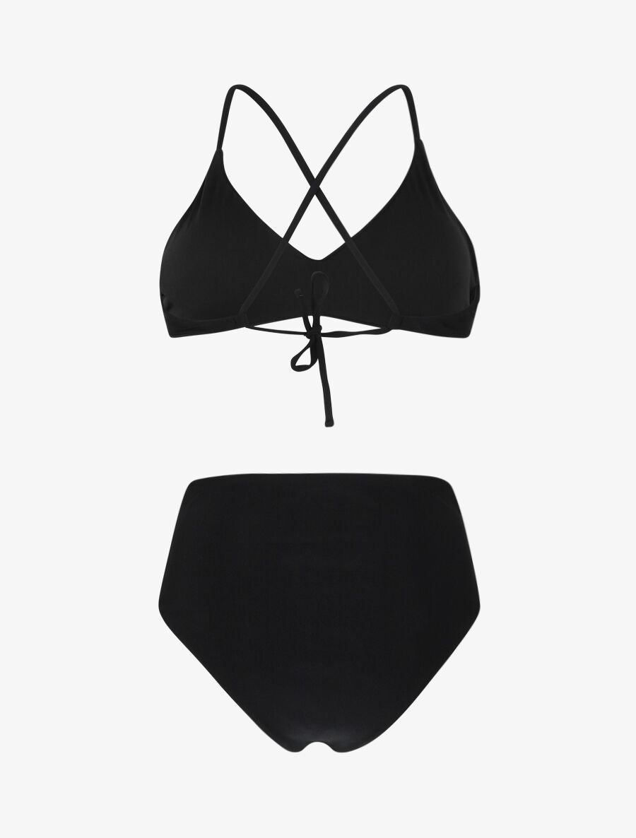 Bikini uni dos croisé - Noir - 2