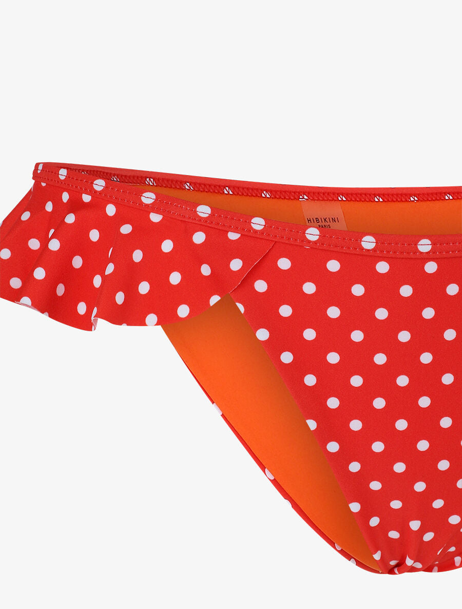 Bikini triangle à pois et volants - Rouge - 3