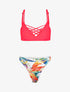 Bikini dépareillé à imprimé floral - Rose fluo - 1
