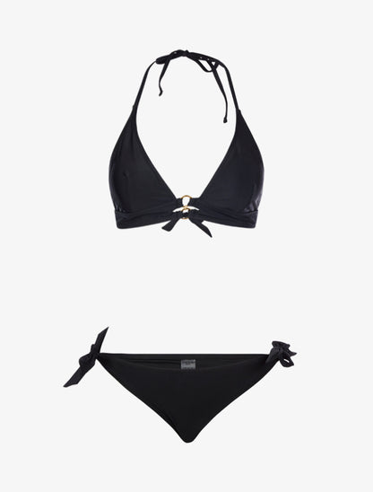 Bikini triangle à detail anneaux - Noir - 1