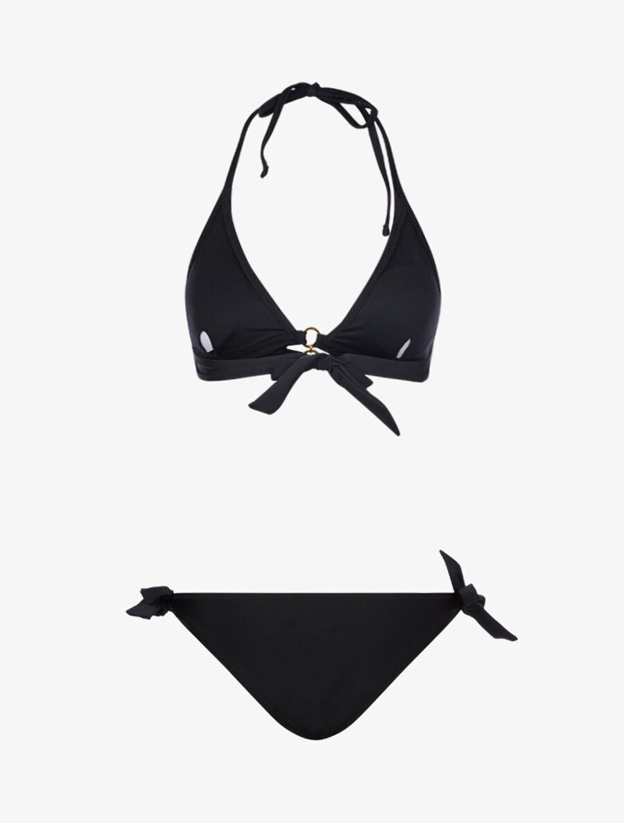 Bikini triangle à detail anneaux - Noir - 2