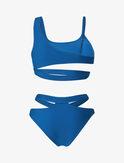 Bikini à bretelles asymétriques - Bleu - 2