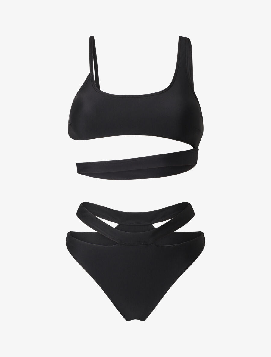 Bikini à bretelles asymétriques - Noir - 5